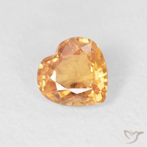0.46 ct Orange Sapphire Stone, Natural Sapphire in Heart Facet Shape for Sale