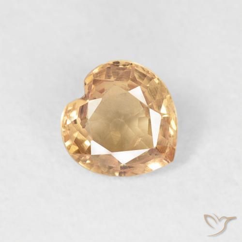 0.46 ct Orange Sapphire Stone, Natural Sapphire in Heart Facet Shape for Sale