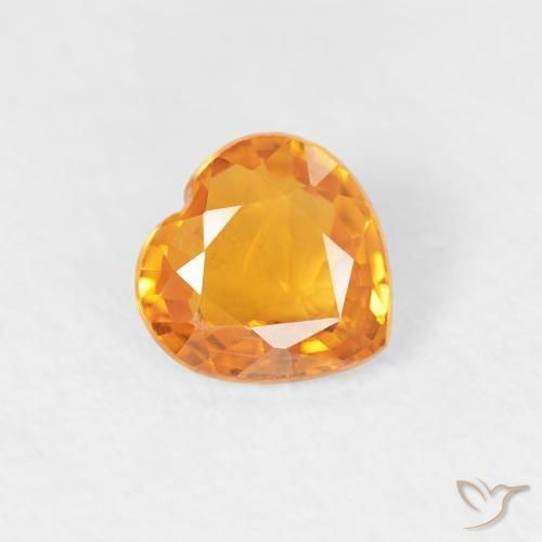 0.38 ct Orange Sapphire Stone, Natural Sapphire in Heart Facet Shape for Sale