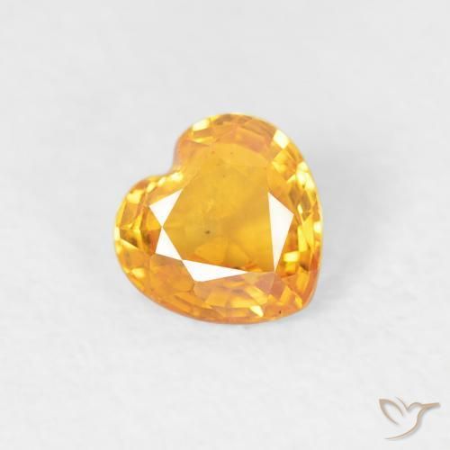 0.41ct Natural Medium Orange Sapphire, Heart, VS
