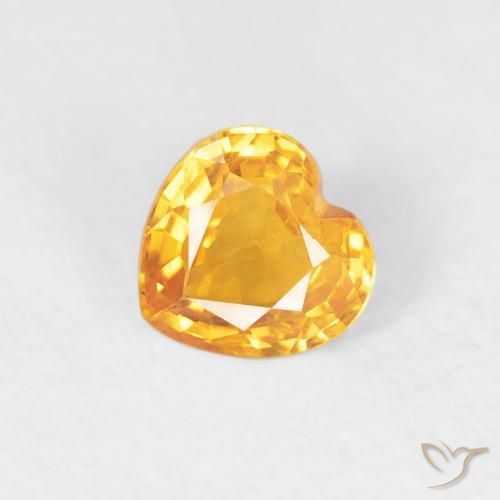 0.41 ct Orange Sapphire Stone, Natural Sapphire in Heart Facet Shape for Sale