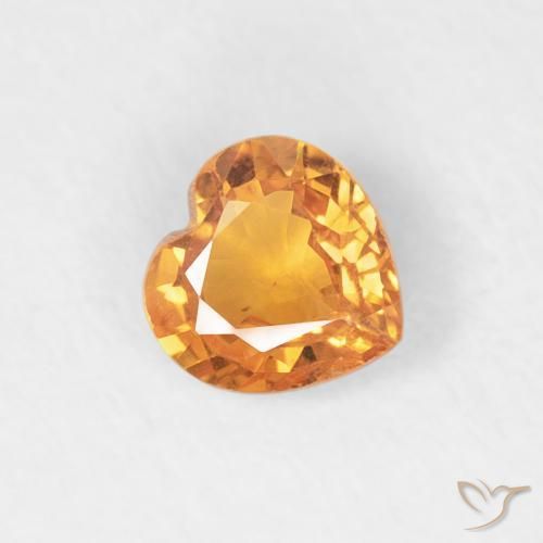 0.40 ct Orange Sapphire Stone, Natural Sapphire in Heart Facet Shape for Sale