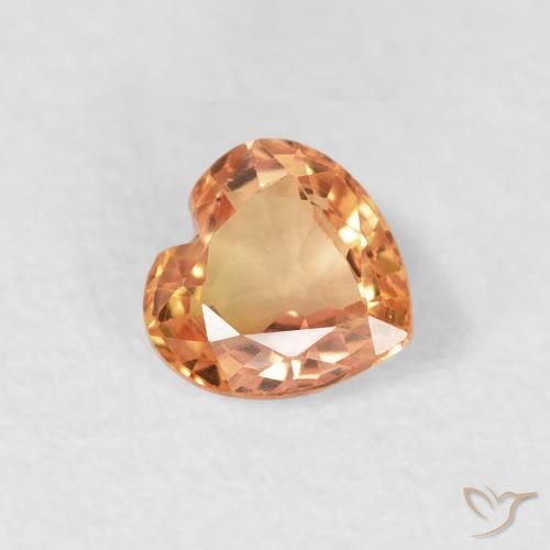 0.43 ct Orange Sapphire Stone, Natural Sapphire in Heart Facet Shape for Sale