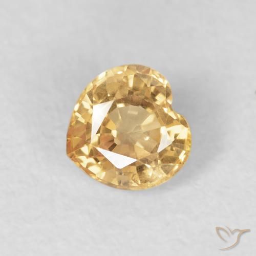 0.51 ct Golden Sapphire Stone, Natural Sapphire in Heart Facet Shape for Sale
