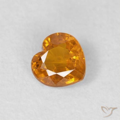 0.36 ct Orange Sapphire Stone, Natural Sapphire in Heart Facet Shape for Sale