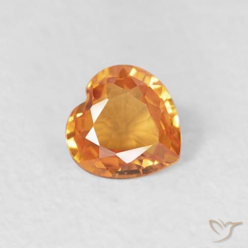 0.35ct Natural Medium Orange Sapphire, Heart, VVS