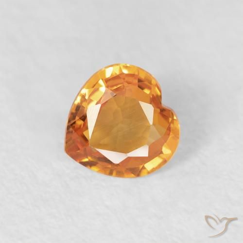 0.35 ct Orange Sapphire Stone, Natural Sapphire in Heart Facet Shape for Sale