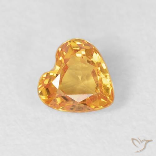 0.46 ct Golden Sapphire Stone, Natural Sapphire in Heart Facet Shape for Sale