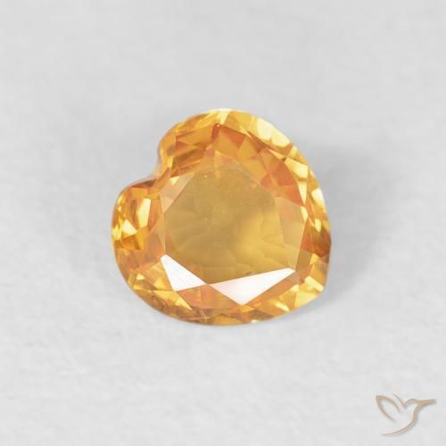 0.40 ct Golden Sapphire Stone, Natural Sapphire in Heart Facet Shape for Sale