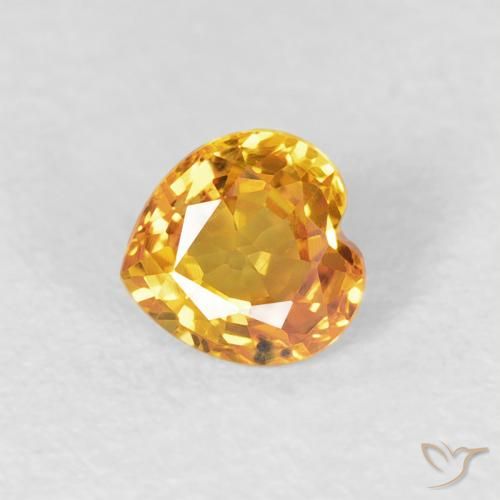 0.44 ct Golden Sapphire Stone, Natural Sapphire in Heart Facet Shape for Sale