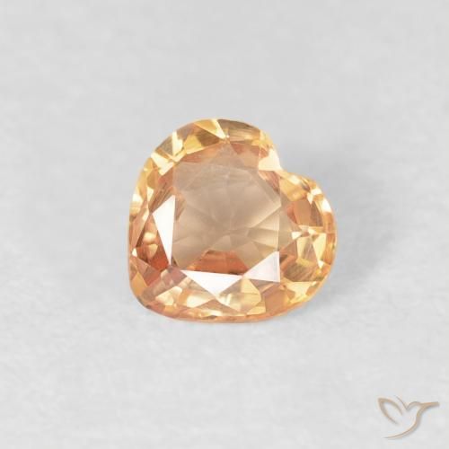 0.38 ct Orange Sapphire Stone, Natural Sapphire in Heart Facet Shape for Sale