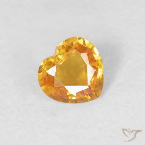 0.32 ct Golden Sapphire Stone, Natural Sapphire in Heart Facet Shape for Sale