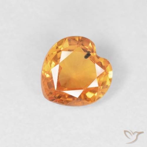 0.44ct Natural Bright Orange Sapphire, Heart, VVS-VS