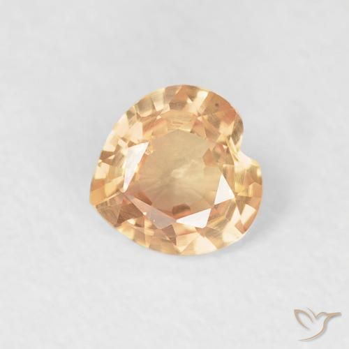 0.40 ct Golden Sapphire Stone, Natural Sapphire in Heart Facet Shape for Sale