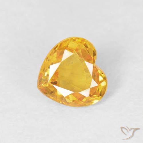 0.43 ct Golden Sapphire Stone, Natural Sapphire in Heart Facet Shape for Sale