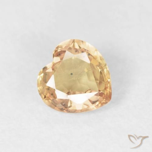 0.48 ct Golden Sapphire Stone, Natural Sapphire in Heart Facet Shape for Sale