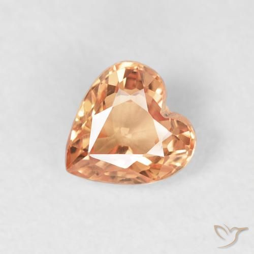 0.50 ct Orange Sapphire Stone, Natural Sapphire in Heart Facet Shape for Sale