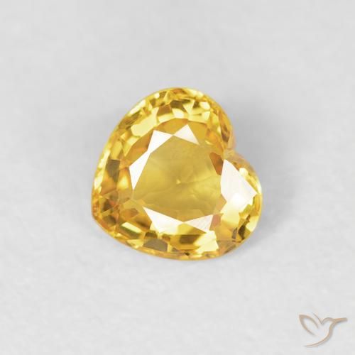 0.38 ct Golden Sapphire Stone, Natural Sapphire in Heart Facet Shape for Sale