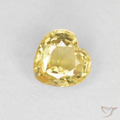 0.48 ct Yellow Sapphire Stone, Natural Sapphire in Heart Facet Shape for Sale
