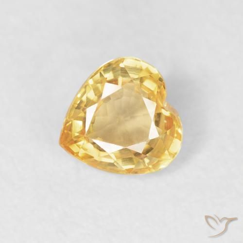 0.51 ct Yellow Sapphire Stone, Natural Sapphire in Heart Facet Shape for Sale