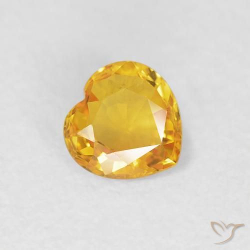 0.39 ct Golden Sapphire Stone, Natural Sapphire in Heart Facet Shape for Sale