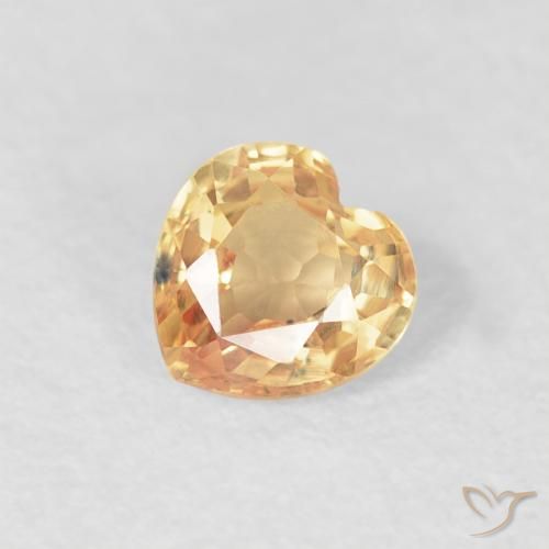 0.44ct Natural Light Peachy Golden Sapphire, Heart, VVS-VS