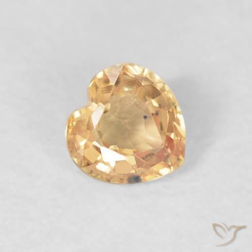 0.44 ct Golden Sapphire Stone, Natural Sapphire in Heart Facet Shape for Sale