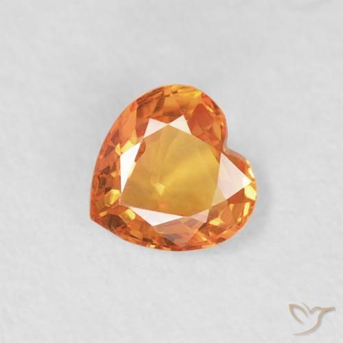 0.40ct Natural Bright Orange Sapphire, Heart, VVS