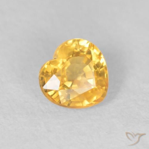 0.44 ct Golden Sapphire Stone, Natural Sapphire in Heart Facet Shape for Sale