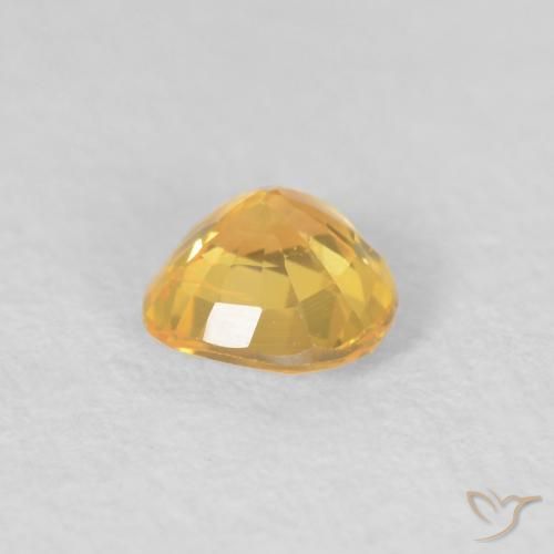 Sapphire Gemstone in 4.6 x 4.3 mm Size for Sale, Sapphire Stone in Medium Gold Color