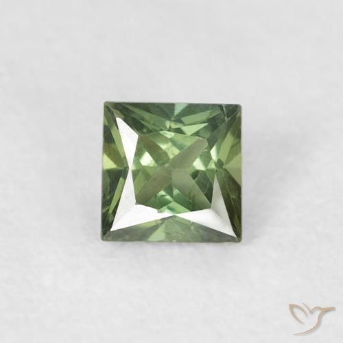 0.31ct Natural Medium Green Sapphire, Square, VS