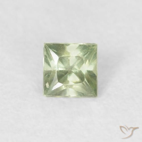 0.20ct Natural Very Light Sage Green Sapphire, Square, VS