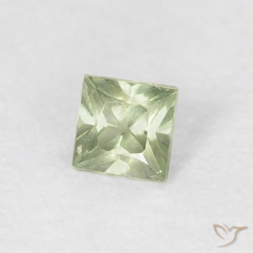 0.20 ct Green Sapphire Stone, Natural Sapphire in Princess-Cut Shape for Sale
