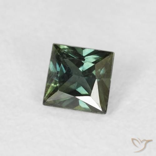0.30 ct Green Sapphire Stone, Natural Sapphire in Princess-Cut Shape for Sale
