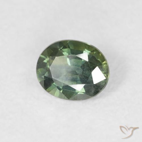 0.38 ct Green Sapphire Stone, Natural Sapphire in Oval Facet Shape for Sale
