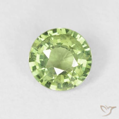 0.59 ct Green Sapphire Stone, Natural Sapphire in Round Facet Shape for Sale
