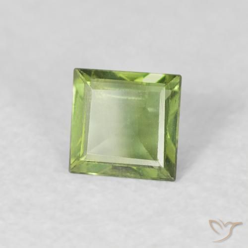 0.28 ct Green Sapphire Stone, Natural Sapphire in Square Facet Shape for Sale