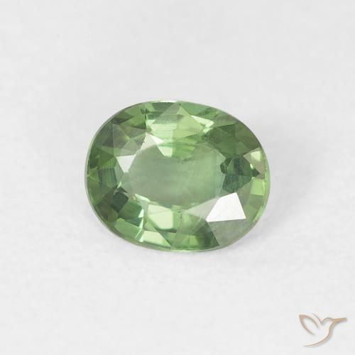 0.70 ct Green Sapphire Stone, Natural Sapphire in Oval Facet Shape for Sale