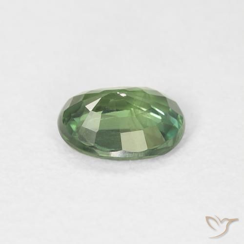 Sapphire Gemstone in 6 x 4.8 mm Size for Sale, Sapphire Stone in Deep Green Color