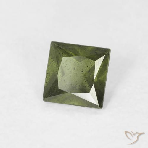 0.36 ct Green Sapphire Stone, Natural Sapphire in Princess-Cut Shape for Sale