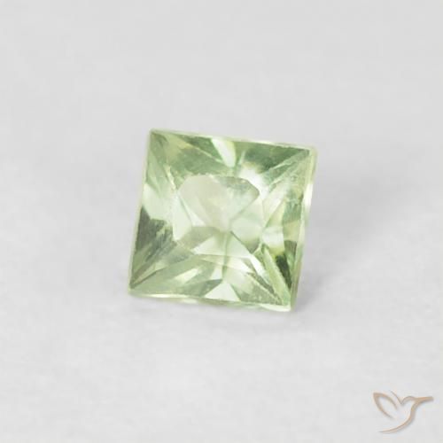 0.20 ct Green Sapphire Stone, Natural Sapphire in Princess-Cut Shape for Sale