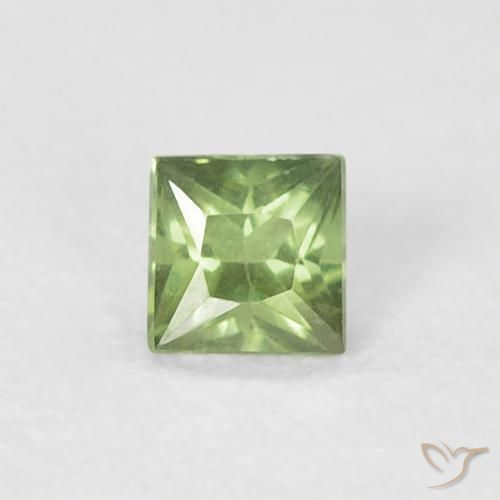 0.20ct Natural Warm Green Sapphire, Square, VS