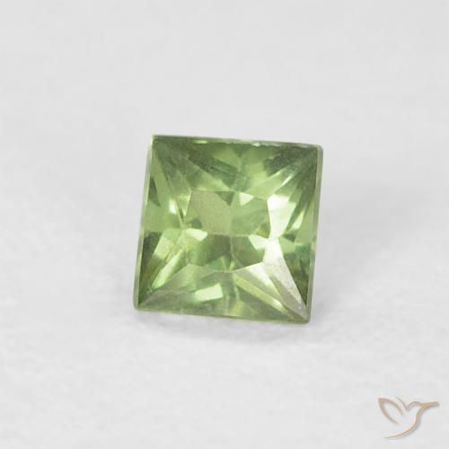0.20 ct Green Sapphire Stone, Natural Sapphire in Princess-Cut Shape for Sale