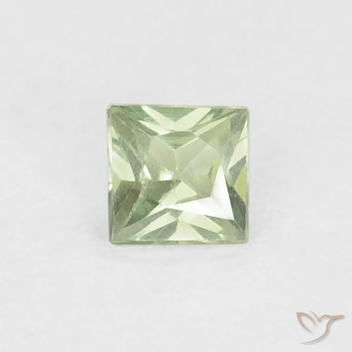 0.18ct Natural Very Light Sage Green Sapphire, Square, VS