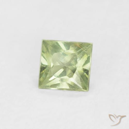 0.18 ct Green Sapphire Stone, Natural Sapphire in Princess-Cut Shape for Sale