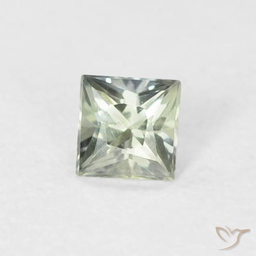 0.19 ct Green Sapphire Stone, Natural Sapphire in Princess-Cut Shape for Sale