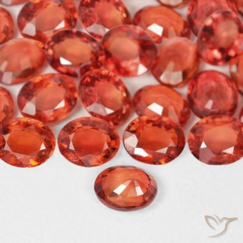 Sapphire Gemstones in 4.8 x 3.9 mm Size for Sale, Sapphire Stones in Reddish Orange Color