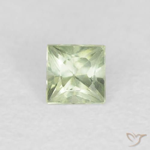0.21ct Natural Very Light Green Sapphire, Square, VVS-VS
