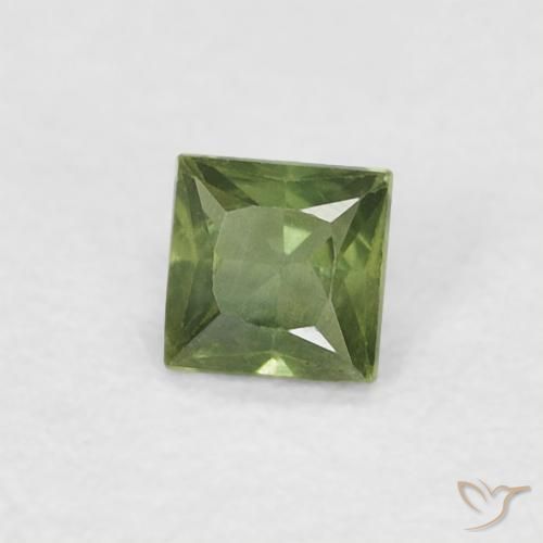 0.21 ct Green Sapphire Stone, Natural Sapphire in Princess-Cut Shape for Sale