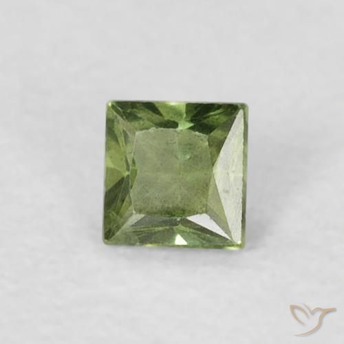 0.18 ct Green Sapphire Stone, Natural Sapphire in Princess-Cut Shape for Sale